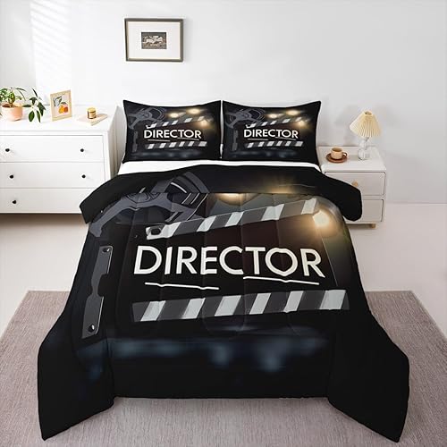 Miniatura 11 de Juego de edredón de grabación de audio vintage de los años 80, estilo retro, cintas de radio, cassette, juego de edredón de cama tamaño Queen, para