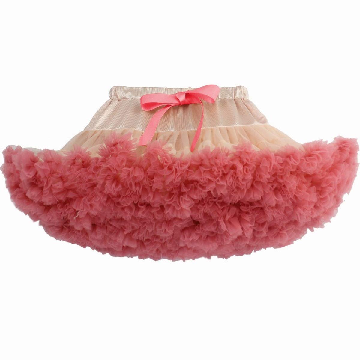 JOEupin Girls Tutu Skirts Layered Tulle Princess Dresses Princess Ballet Dance Pettiskirts Underskirt (Champagne&Rose,L)