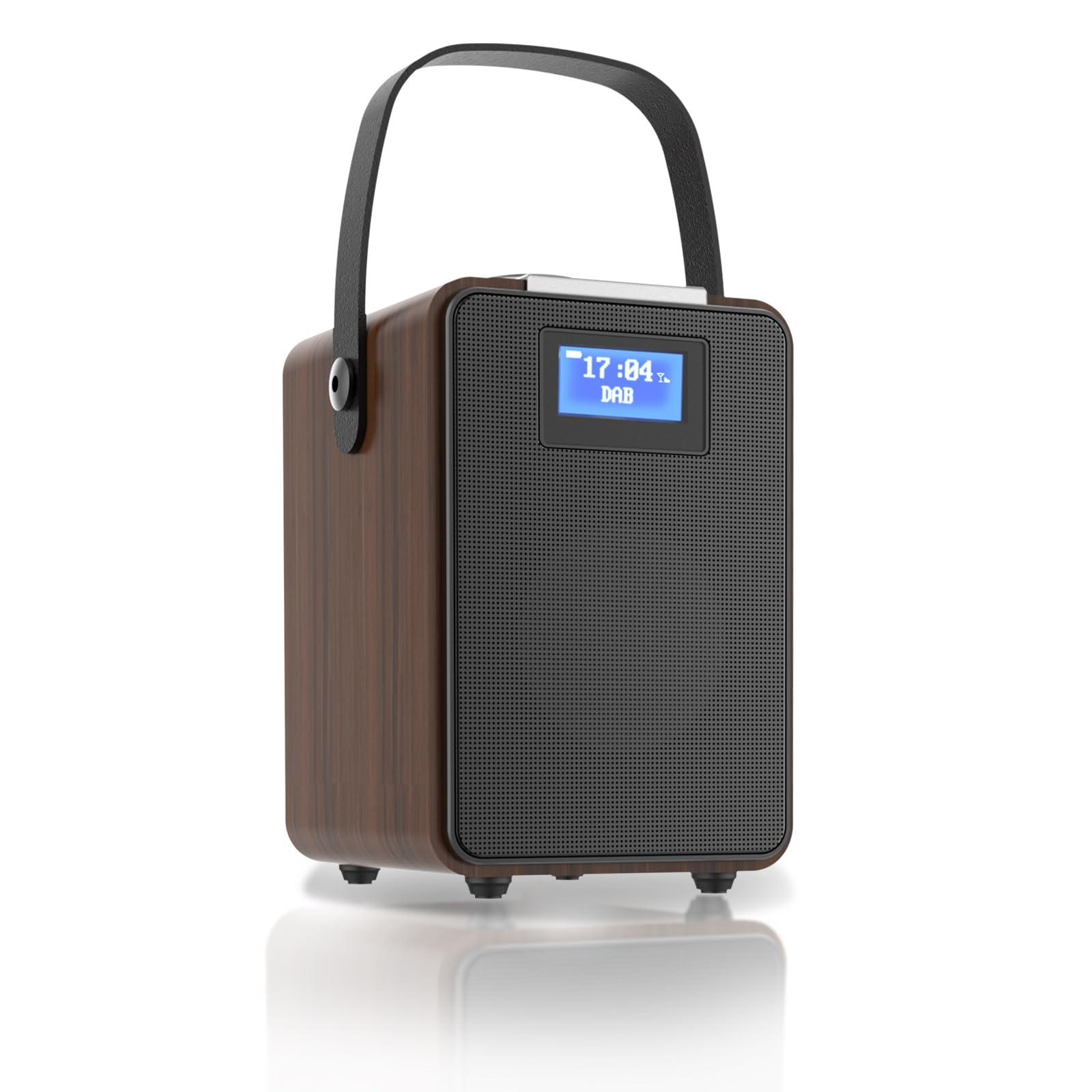 DAB Radio with Bluetooth, Two Alarm Clocks, Rechargeable DAB Plus/Dab+ Radio, Small, Kitchen Radio with Headphone Jack