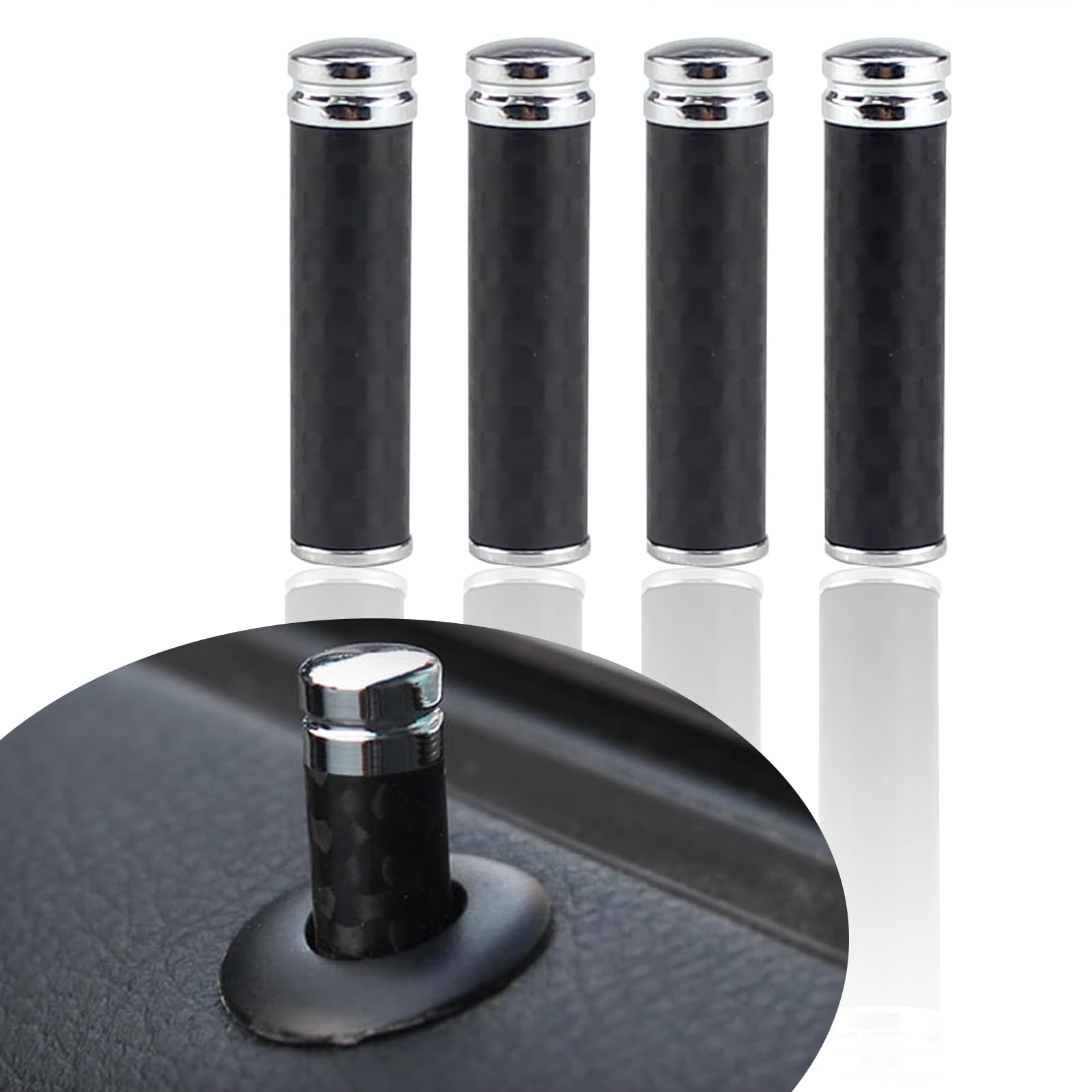 32.5*8mm Lock Pins 4-Piece Carbon Fiber Interior Door Lock Knob Pins – Universal Fit For Car, Truck, SUV, BMW Real Carbon Fiber Auto Pins