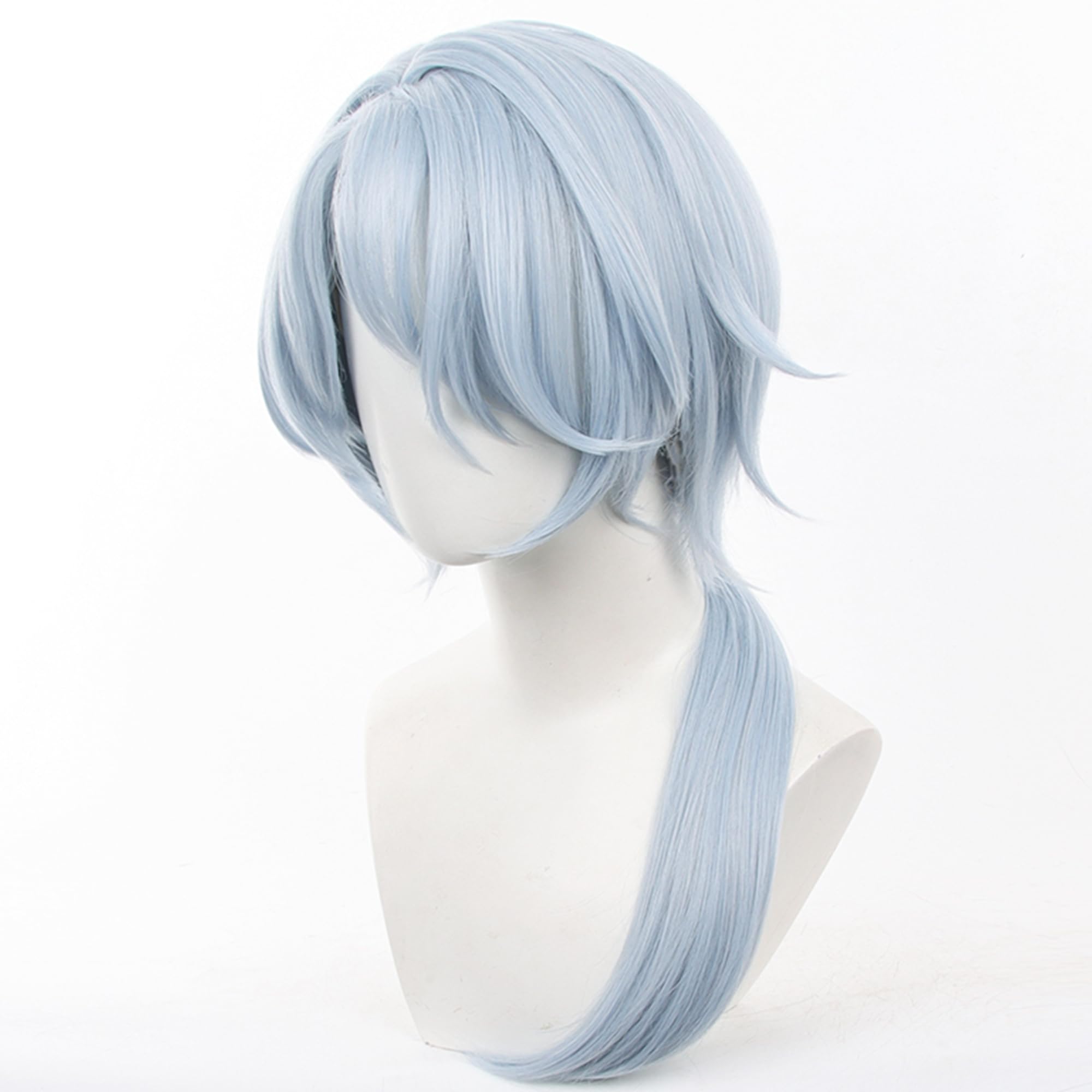 Plae Light Blue Long Straight Wigs with Low Ponytail Heat Resistant Synthetic Hairs for Women Men Comic Con Cosplay Halloween Wig - Image 3
