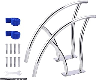 2-Pack 30" x 30" Pool Handrails, 304 Stainless Steel Inground Pool Rails, Rustproof Heavy-Duty Pool Stair Rails with Blue Grip Covers, Mounting Hardware Included