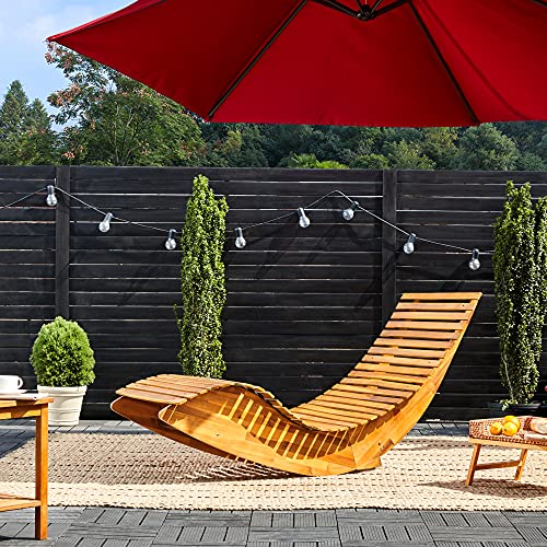 Cucunu Chaise Lounge Outdoor In Weatherproof Acacia Wood For Patio, Pool Or Spa I Rocking Sun Lounger Chair For Sunbathing I Patio Lounge Chair #TOP5