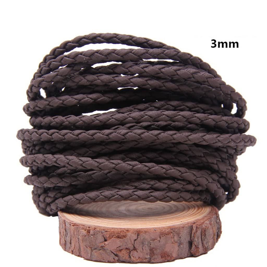Cuerda trenzada de cuero redondo de 3/4/5/6/8 mm, para hacer collares, pulseras, cuerda trenzada de poliuretano (café profundo, 4 mm)