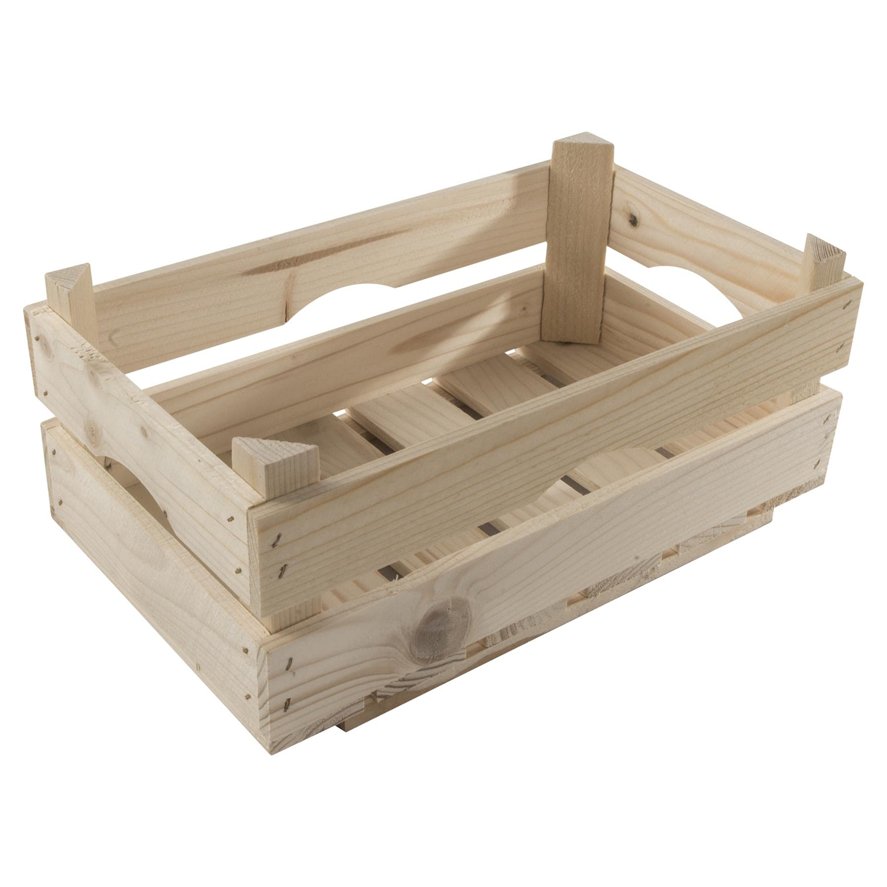 Woodeedoo Natural Wooden Storage Slatted Crate Box | 34 X 20 X 14 Cm | Presentation Display Apple Fruit Unit | Plain Unpainted & Untreated Raw Decorative Pinewood