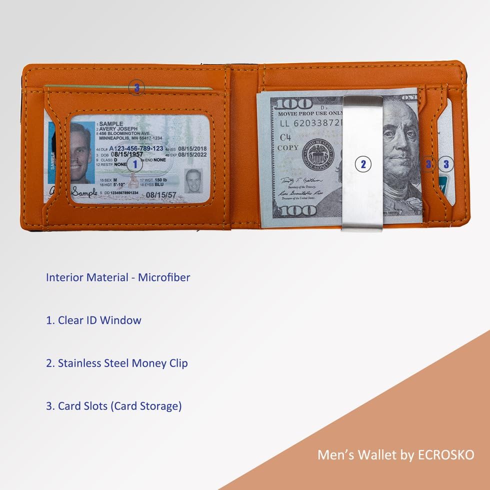 Men's Belt and Wallet Combo Gift Set | 1.35" Wide Reversible Belt with Swivel Buckle One Size 44" for Dress Casual Jeans | Slim Top-Grain Leather Bi-Fold Wallet - Image 5