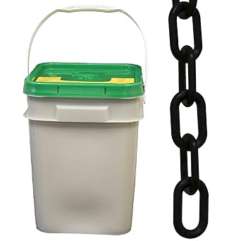 Mr. Chain Heavy Duty Plastic Barrier Chain Pail, Black, 2-Inch Link Diameter, 120-Foot Length (51003-P)