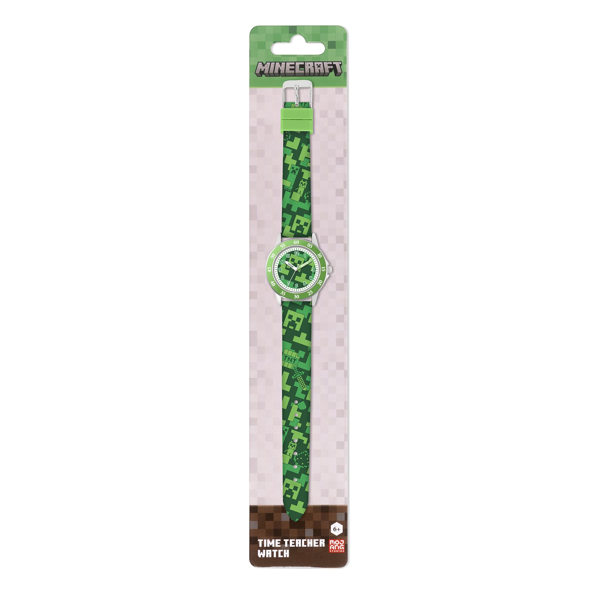 Minecraft Creeper MIN9033 nowoczesny zegarek kwarcowy z paskiem z nadrukiem, zielony, zielony