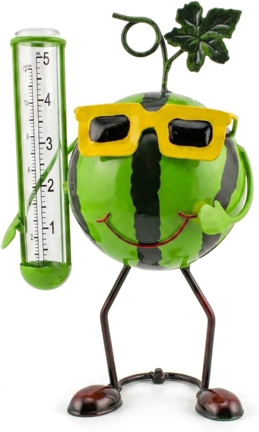 The Bridge Collection Watermelon Rain Gauge, Decorative Garden Figure, Whimsical Fruit Character Design