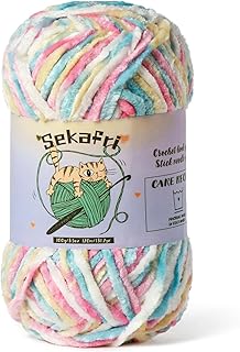 Fuzzy Chenille Yarn for Crocheting,Velvet Baby Blanket Yarn for Crocheting,Soft Plush Yarns for Hand Knitting,(100 g/131yds) Fluffy Amigurumi Crochet Yarns（Candy Color）