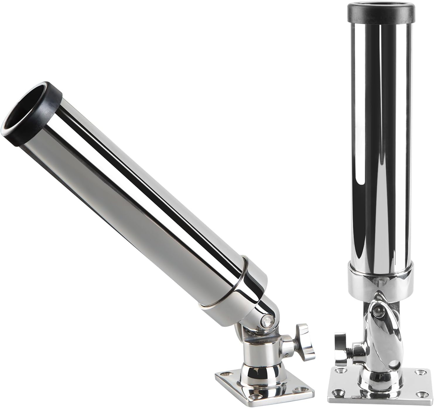 Boat Fishing Rod Holder, 360 Degree Marine Grade Stainless Steel 316 Adjustable Swivel Fishing Pole Holders, Deck Mount and Rail Mount Fishing Rod Bracket