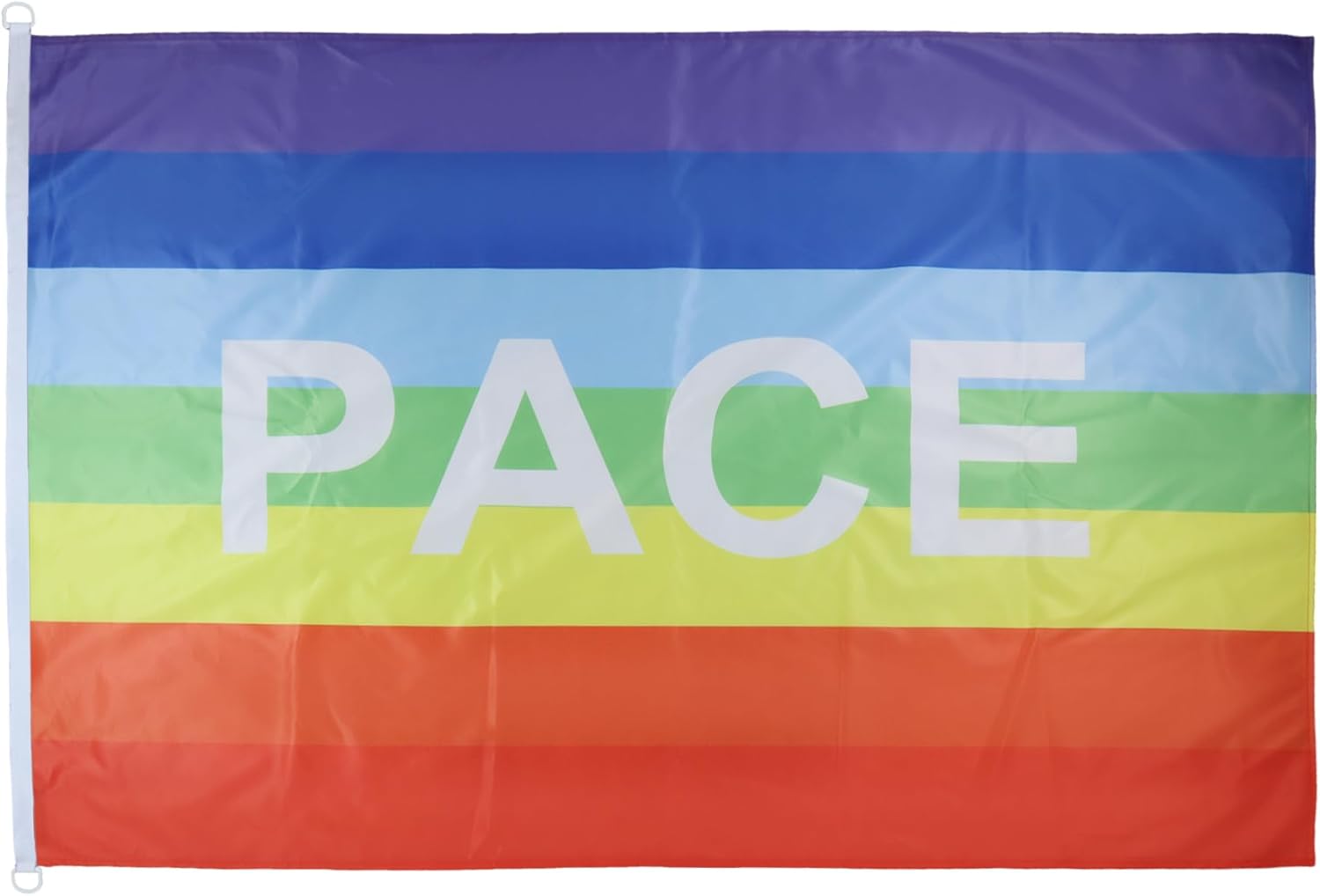 Rainbow Pace letter Flag 3' x 5' External Use - Peace flags 90 x 150 cm - Banner 3x5 ft Knitted Polyester with rings - AZ FLAG