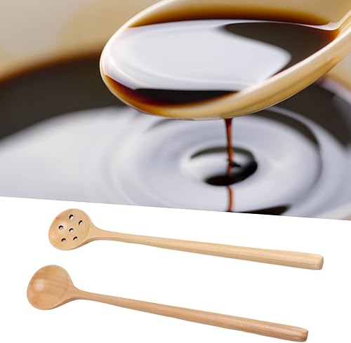 Miniatura 3 de Juego de 2 cucharas de madera, cucharas de cocina de sopa de madera, cuchara de cocina de teca hecha a mano, ecológica, japonesa, textura delicada,