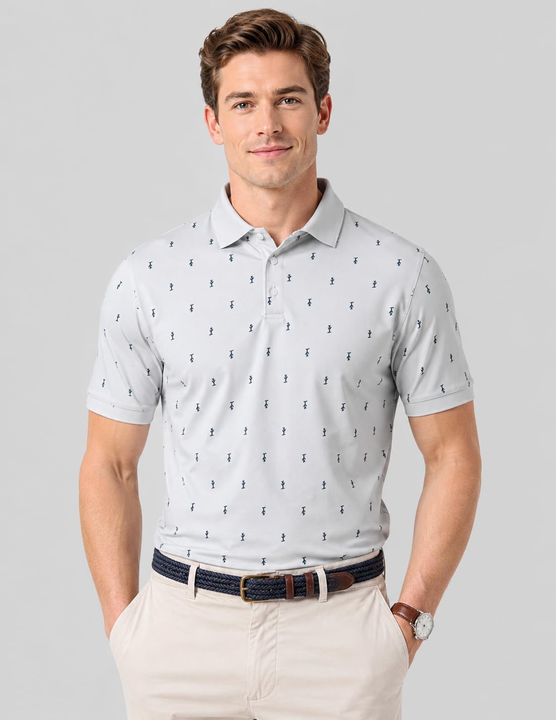 Lot de 3 t-Shirts de Golf pour Homme Performance Sport Manches Courtes Évacuation de l'humidité Dry Fit Golf Polo de Sport pour Homme