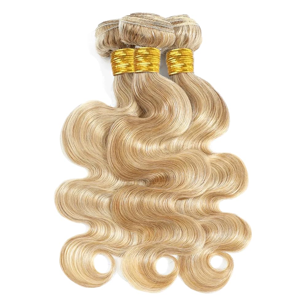 P27613 Bundles Highlight Body Wave Human Hair Bundle Ombre Hair Weave Two Tone Honey Blonde Mixed With 613 Bundle Blonde Body Wave 3 Bundles 34 34 34 Inch