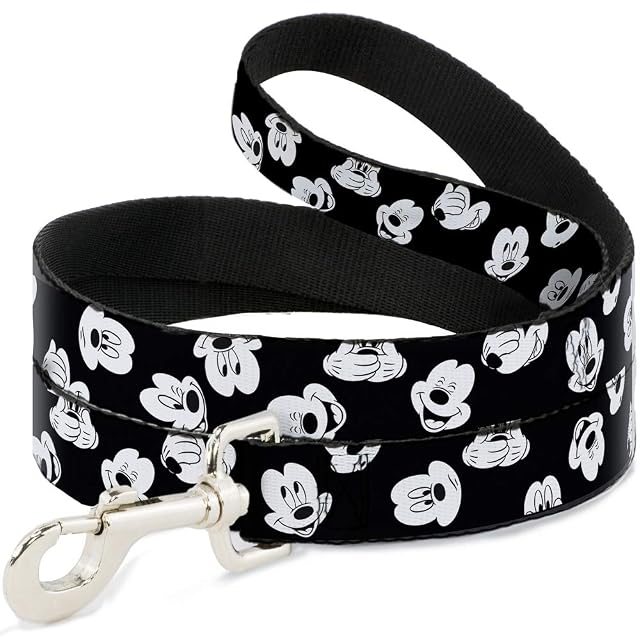 Buckle Down Disney Mickey Mouse Expressions - Correa para Perro, Color Negro y Blanco, 2,54 cm de Ancho