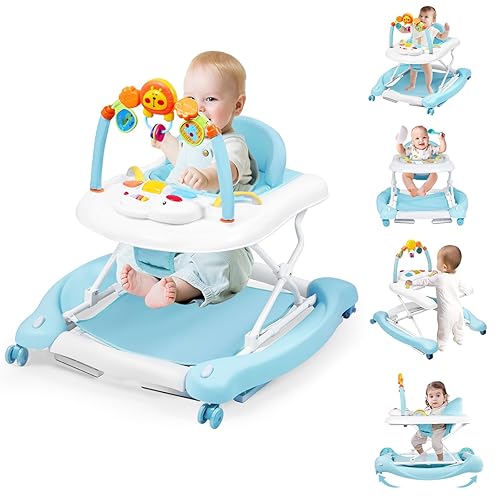 Miniatura 45 de Andador de bebé 5 en 1, andadores de bebé para niños y niñas de 6 a 12 meses, caminador de actividad plegable, andador infantil con gorila, altura