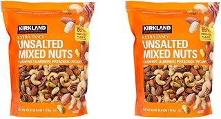 Kirkland Signature Extra Fancy Unsalted Mixed Nuts, 2.5 lb (2-Pack 40 oz Bags) - Premium Bulk Snack
