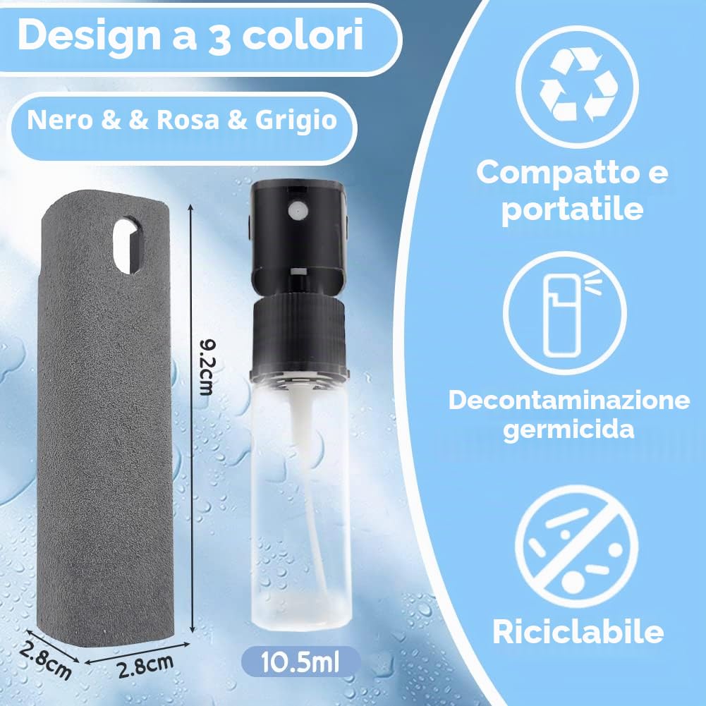 REFORUNG 3 Pz Pulitore per Schermo a Prova di Impronte Digitali 2 in1 Spray Detergente per Schermo del Telefono 2 in 1 Bottiglia Spray Pulisci Schermo e Panno per Tutti i Telefoni, Superficie in Vetro