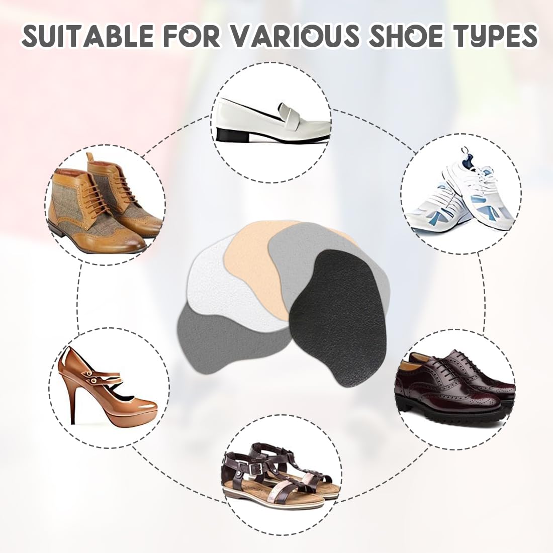 30 Piezas Pegatina reparacion zapatillas, parche autoadhesivo de talón de zapato almohadilla talon zapatos parche de prevención de roto de zapato parches de reparación de zapatillas