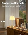 Cordless Rechargeable Table Lamps, 4000mAh Battery Lamp | Touch Control, Wireless & Portable, Battery Operated, 2700K Dimmable, Beige Fabric Shade, Living Room, Dining Room, Bedroom, Bedside (Gold)