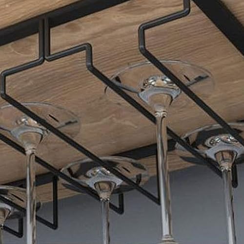 Miniatura 4 de Soporte para copas de vino de 15.7 x 8.9 in15,7 x 8,9 pulgadas, alambre de hierro, soporte para copas de vino debajo del gabinete, 4 filas sin