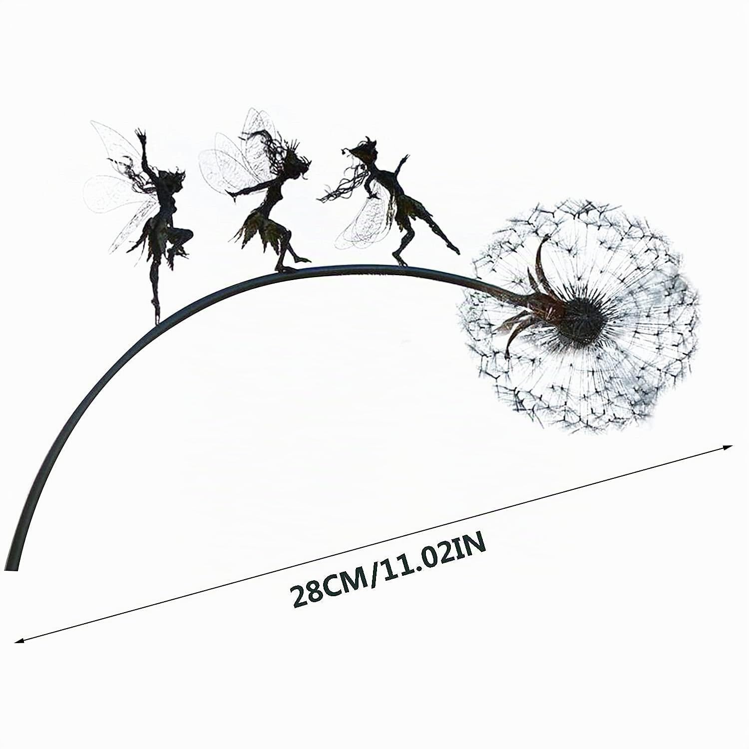 Fée et pissenlit dansent ensemble – Décoration de jardin en métal Fairy Bloom Décoration de jardin Mythique Jardin de fées Figurine de fées Pixies (A)