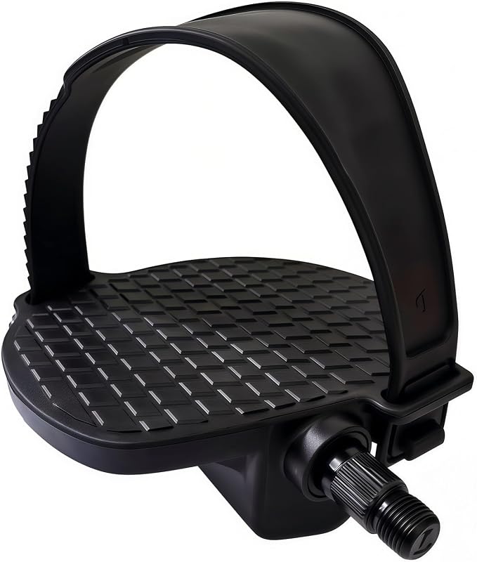 YBEKI Pro Spin Bike Pedals with Adjustable Straps – 9/16" Spindle Compatible with Peloton, Schwinn, Sunny Indoor Exercise Bikes – Heavy-Duty PP Plastic Body, PVC Straps, Non-Slip Diamond Surface
