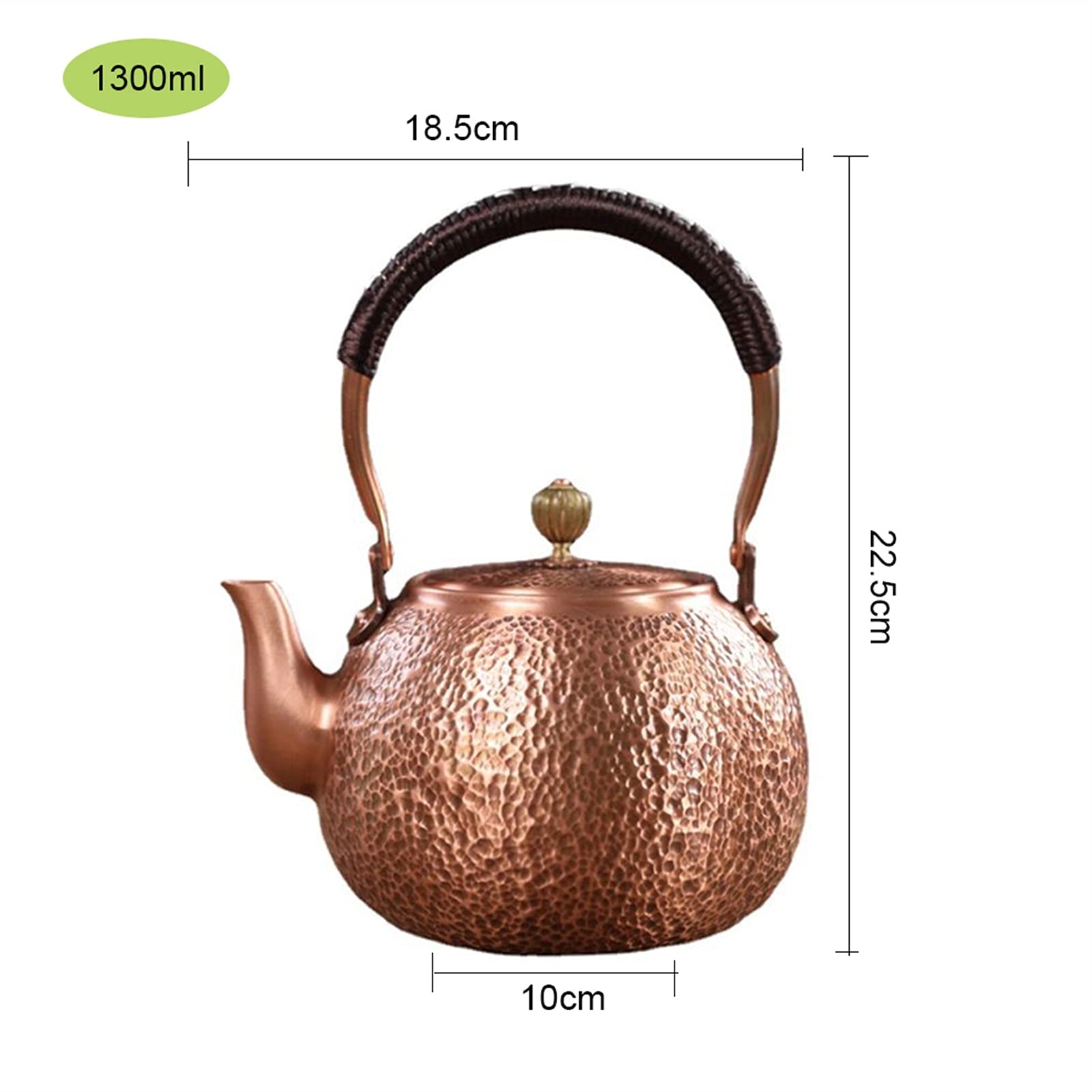 Teiera Classica Bollitore per tè con Acqua bollente in Rame Rosso Puro Teiera Fatta a Mano con Filtro Teiera bollente Set da tè Sanitario di Grande capacità Bollitore per tè Teiera