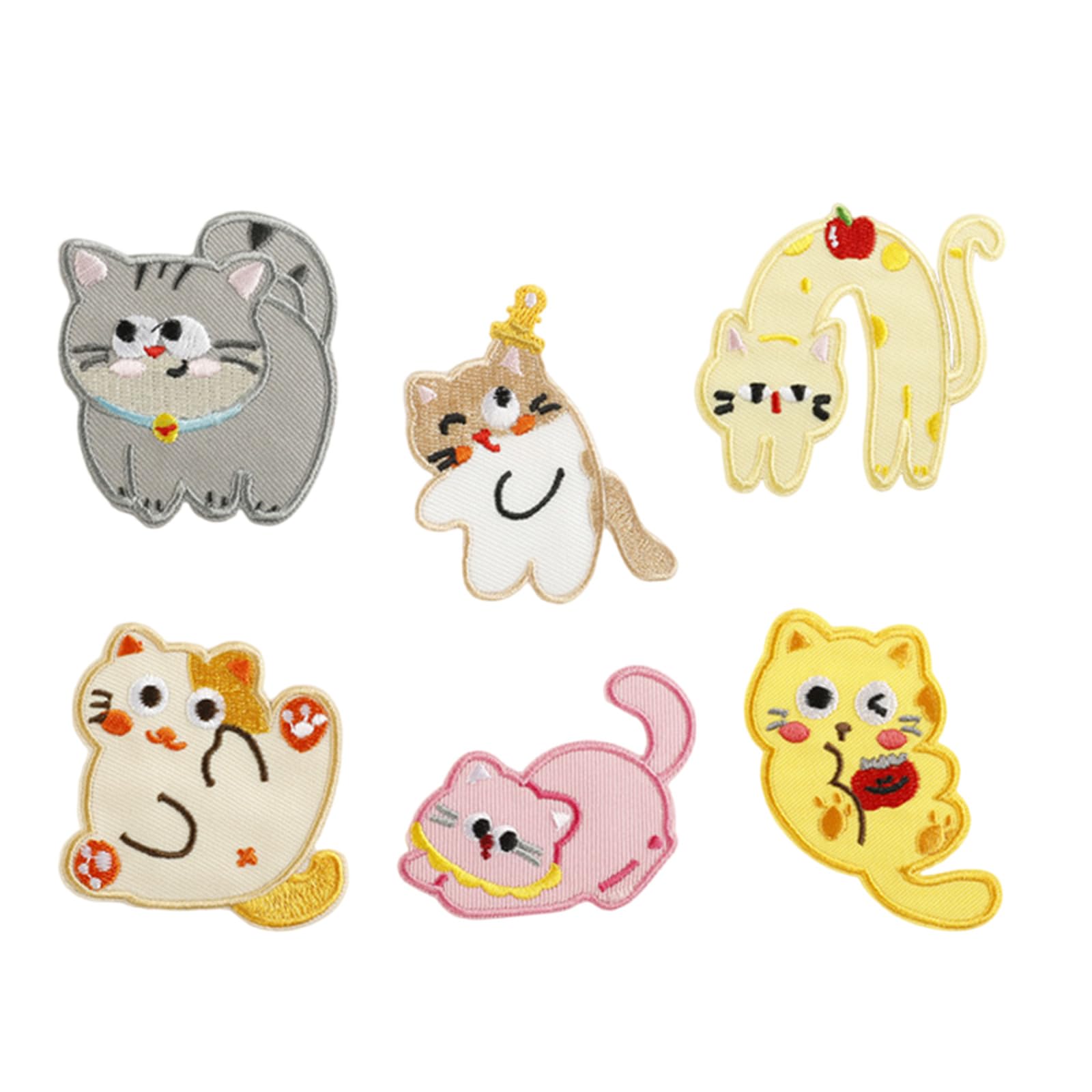 Jazuaiao 6 Pcs Kitten Embroidered Patches Sew on Patches Cartoon Cats Iron on Clothing Animal Sewing Cartoon Cats Sewing