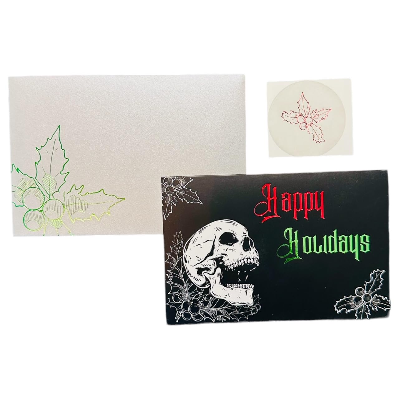 McSusan Products25/box) Gothic Holiday Cards with Envelopes, 4" x 6" Professional Christmas Card, Classy Christmas Notes, Perfect for Small Business, Gold Foil Accents (Holiday)