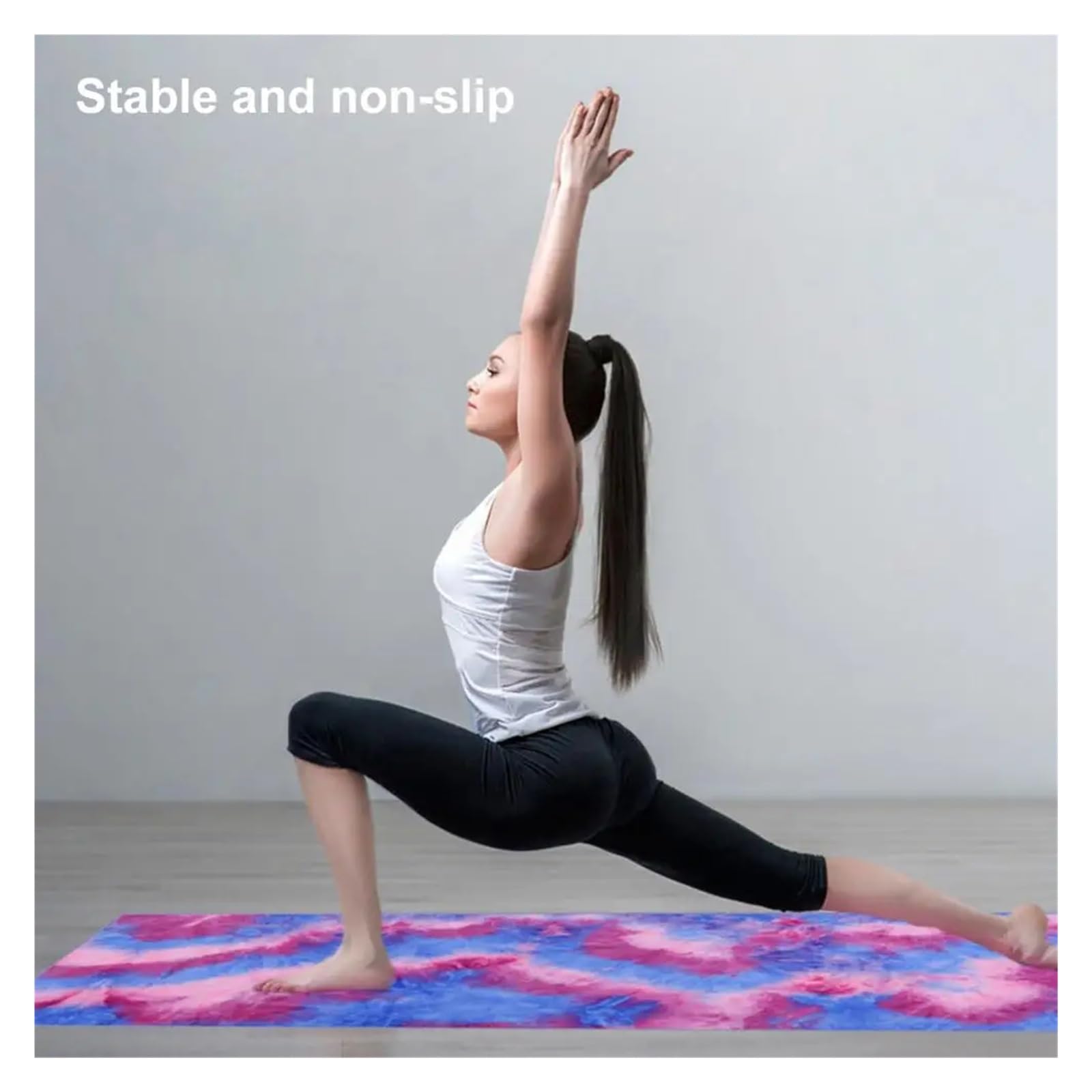Toalla de Yoga de algodón Antideslizante for Viajes, Deportes, Fitness, Ejercicio, Funda con Puntos de Agarre Antideslizantes(Pink)