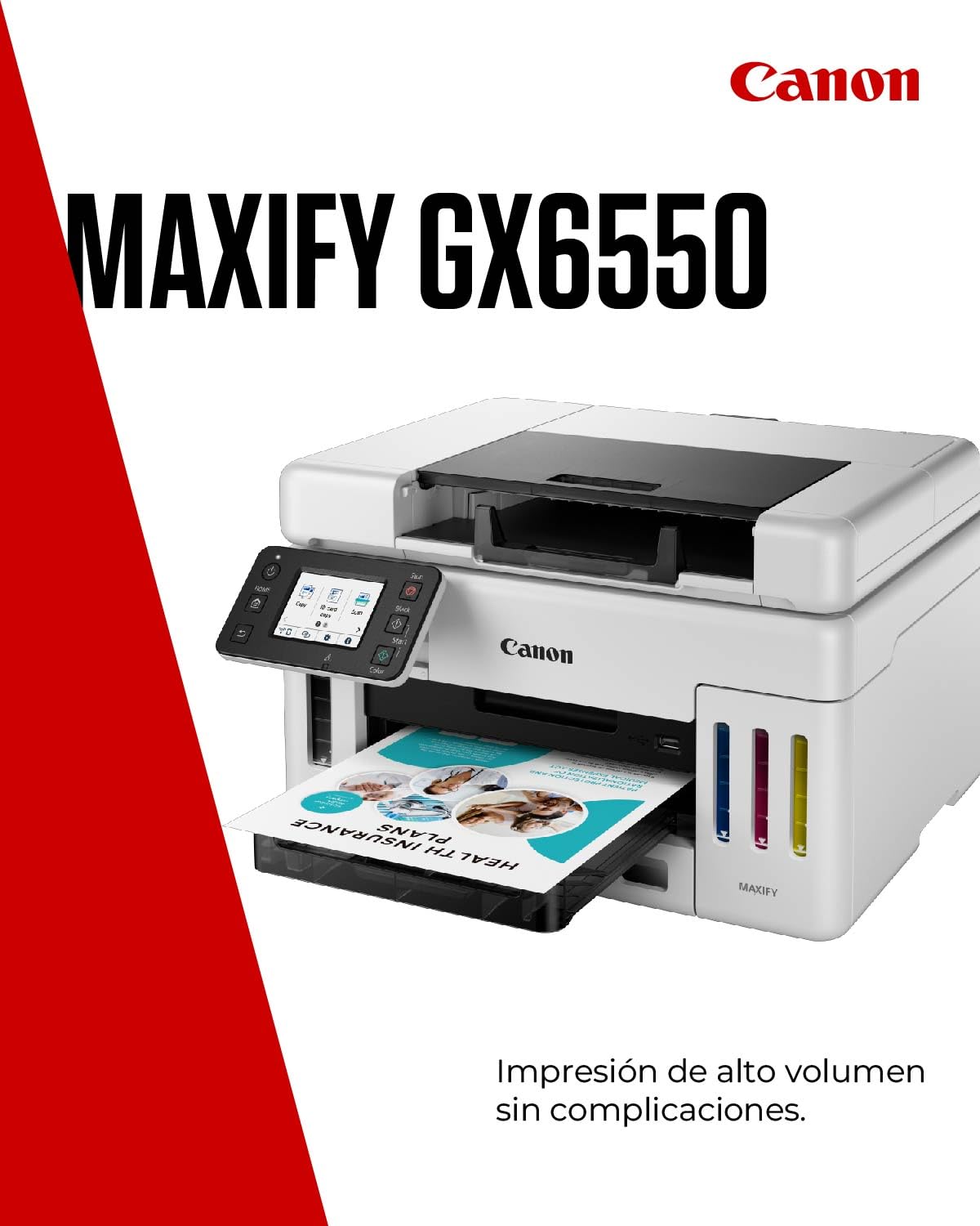 Canon MAXIFY GX6550 – Impresora Multifunción MegaTank a Color, Copiadora y Escáner A4 | Hogar y Oficina | Wi-Fi y Ethernet | Inyección de Tinta