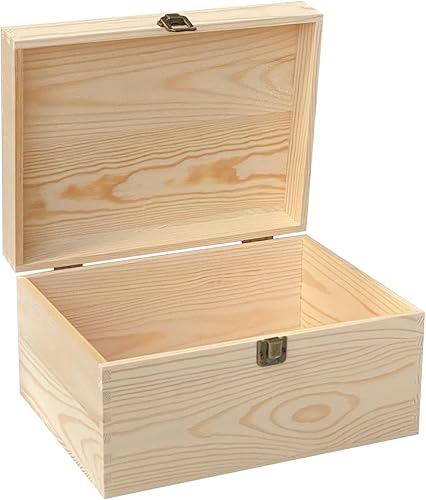1 caja de madera sin terminar con tapa, caja de almacenamiento de madera para proyectos de arte de bricolaje (exterior 10.6 x 7.9 x 5.7 pulgadas,