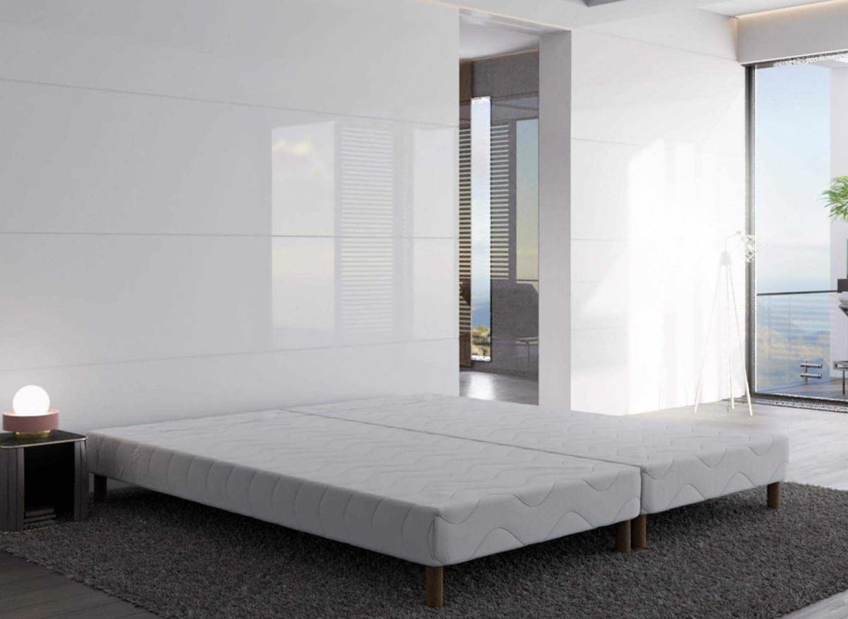 DecoInParis Sommier tapissier 160 X 200 cm + 8 Pieds (2X 80x200cm)