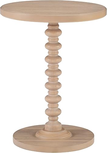 Powell Tarkin Table d'appoint Ronde en Bois Naturel avec Tige tournée
