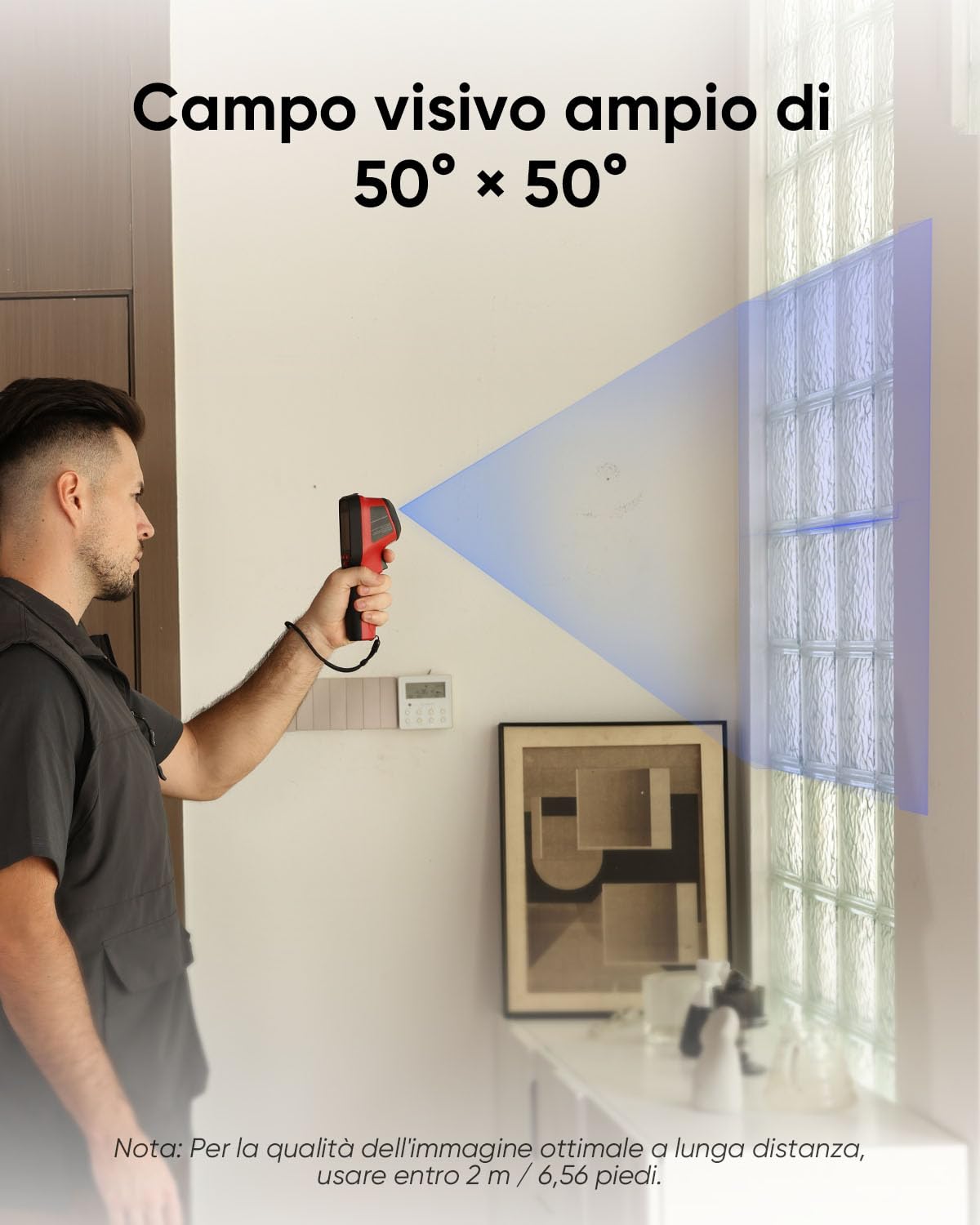 Termocamera HIKMICRO D01, 240x240 SuperIR, 96x96 IR nativo | 11 ore di autonomia con batteria da 3350 mAh, 4 GB, video, IP54, utensili per casa, HVAC ed elettrici
