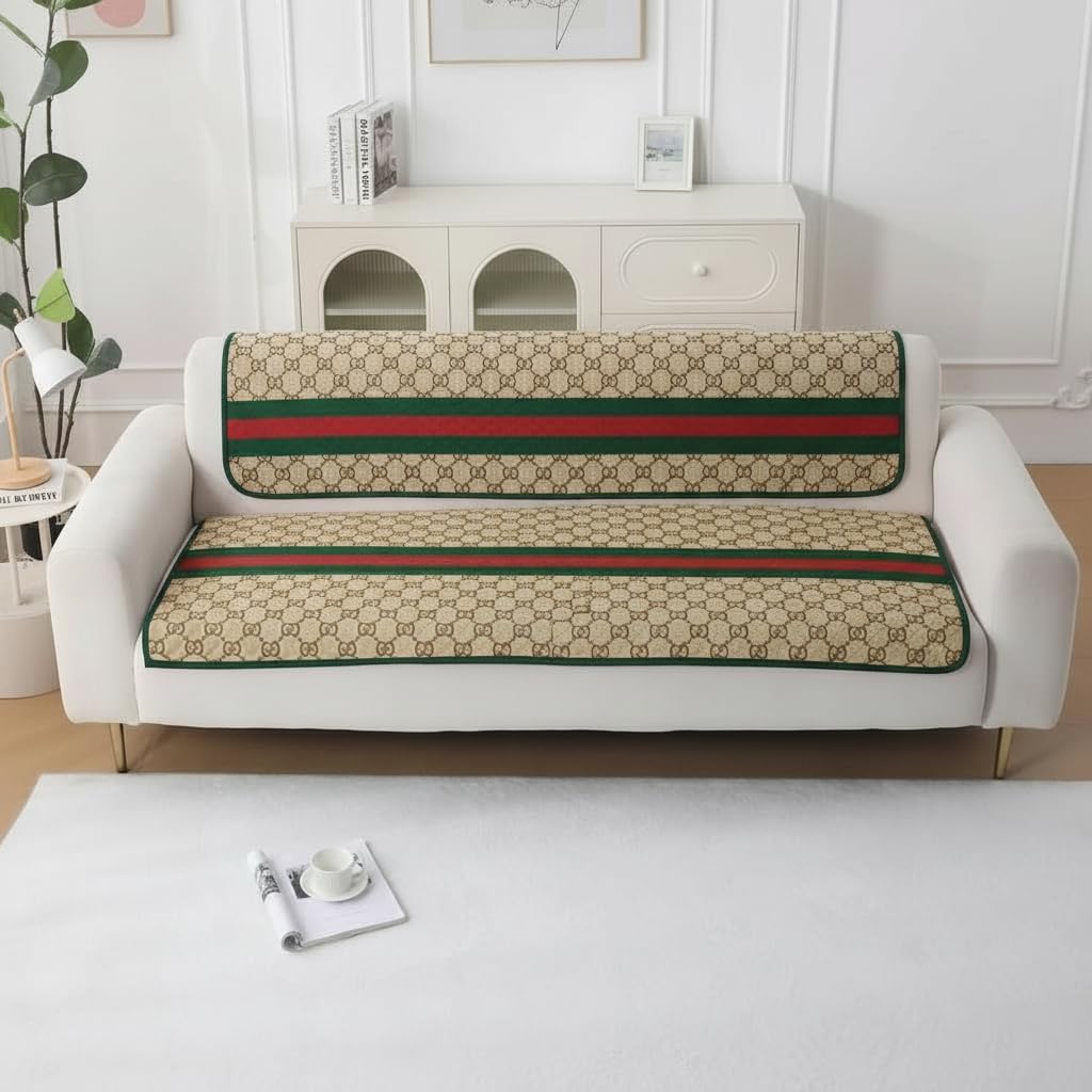 I LIV Three Seater Sofa Cover Set, Pack of 6 Pieces (3 Back Covers & 3 Seat Covers) | Stretchable Elastic Fabric Sofa Protector | Washable Furniture Cover for Living Room Couch | Brown-image-33