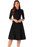 Business Skirt Suit Sets for Women's 2 Piece Outfits Office 3/4 Sleeve Blazer Jacket Pleated Skirts