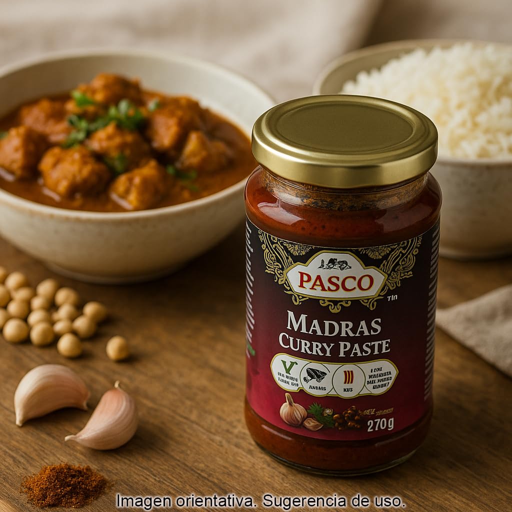 Pasta de Curry Madrás 280 g picante medio-alto sin gluten vegetariana base rápida