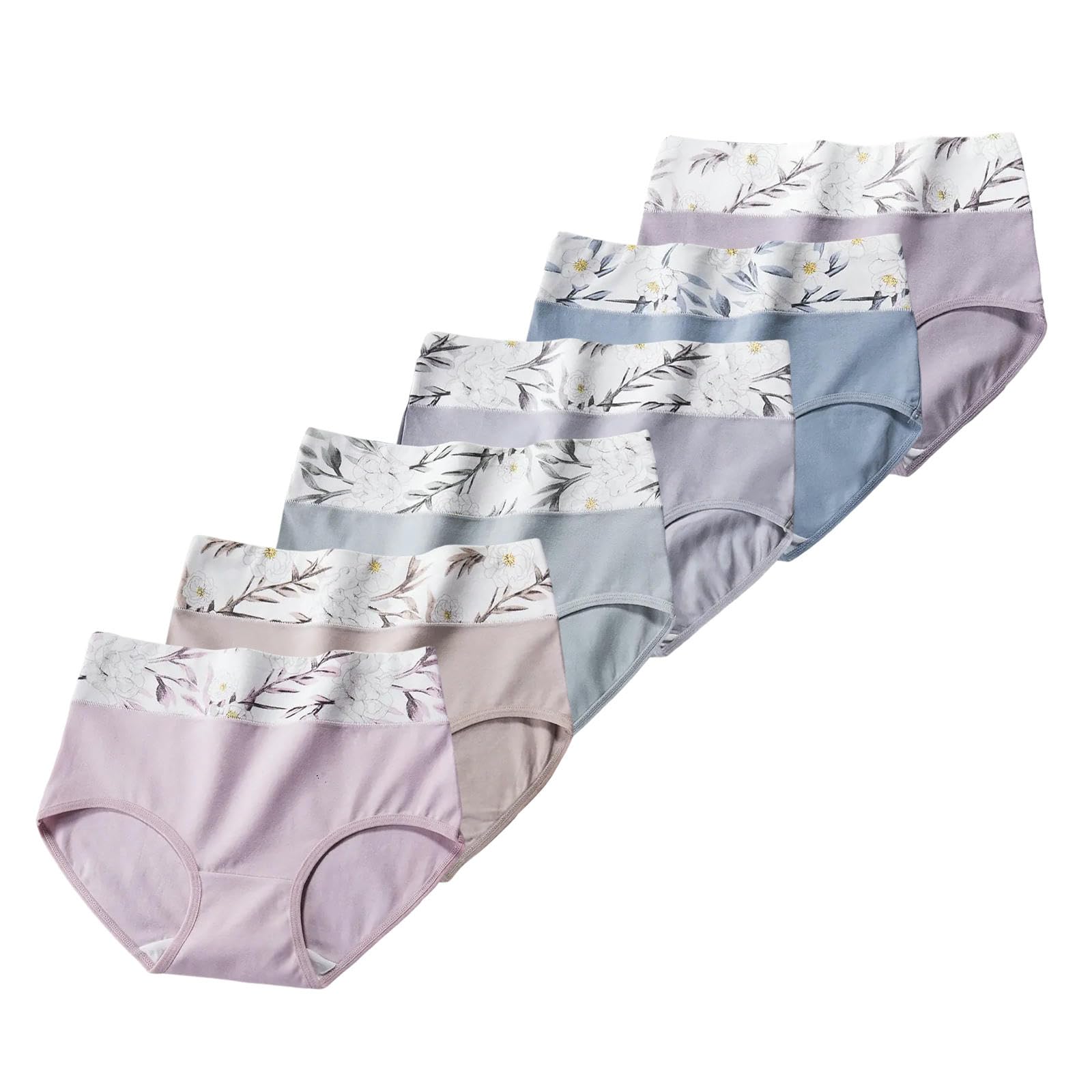Bragas Algodón Mujer Tiro Alto | Estampado Control Barriga | Cintura Ancha Sin Costuras | Tallas Grandes-6colours-xxxxxl