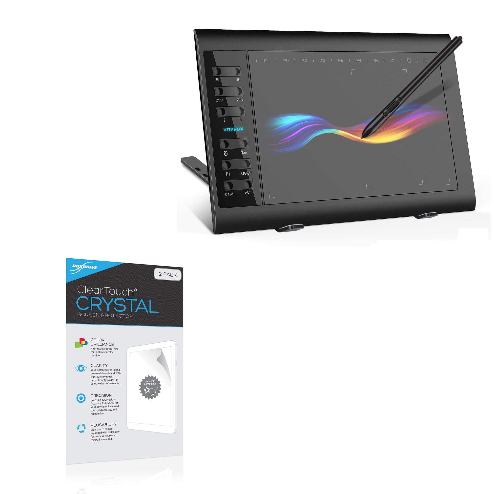 BoxWaveScreen Protector Compatible with XOPPOX VIN1060Plus Graphics Tablet - ClearTouch Crystal (2-Pack), HD Film Skin - Shields from Scratches