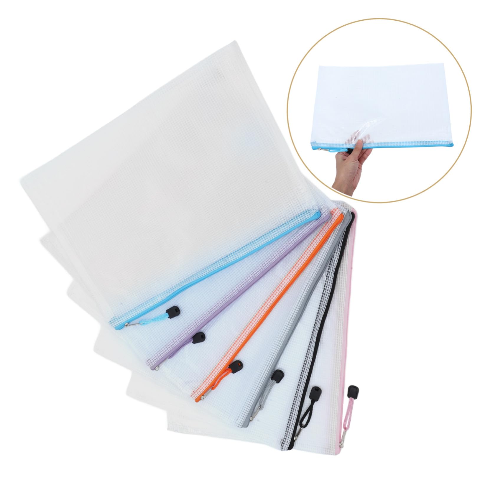 Hemobllo 24pezzi Buste Rete con Cerniera in Pvc Robusto Sacchetti Trasparenti Opachi per Documenti e Cancelleria Organizzazione per Scuola e Ufficio Dimensioni