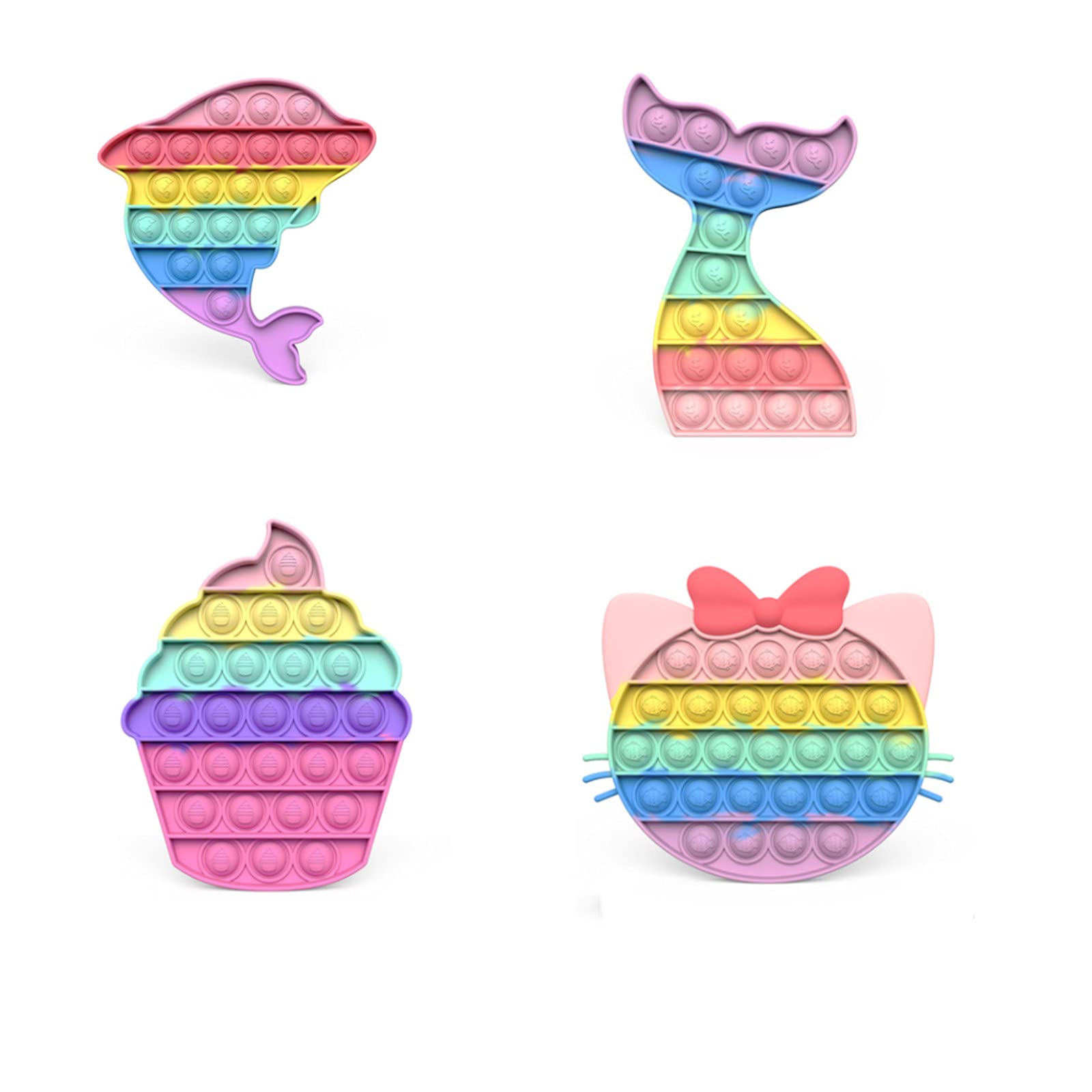 4 Pcs Bubble Fidget Sensor Toys, Colourful Silicone Removal Teles, for Home, School, Office, Party, Children and Other Occasions (Style-5)