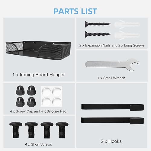 Miniatura 3 de Soporte de pared para tabla de planchar, colgador para tabla de planchar, organización y almacenamiento de decoración de cuarto de servicio con