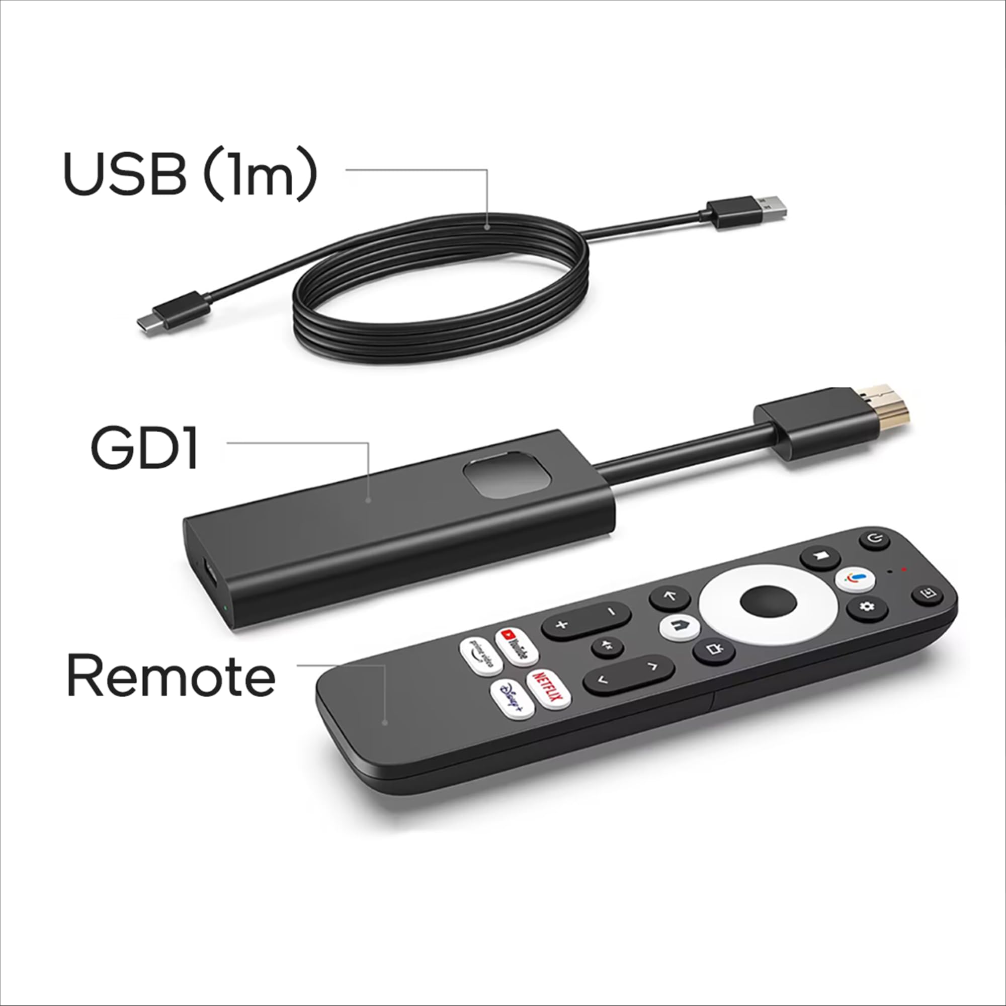 GD1 Chiavetta Smart TV 4K UHD | Android TV 14 | Wi-Fi Dual Band | Assistente Google | Supporta Netflix, Prime Video, DAZN, Disney+