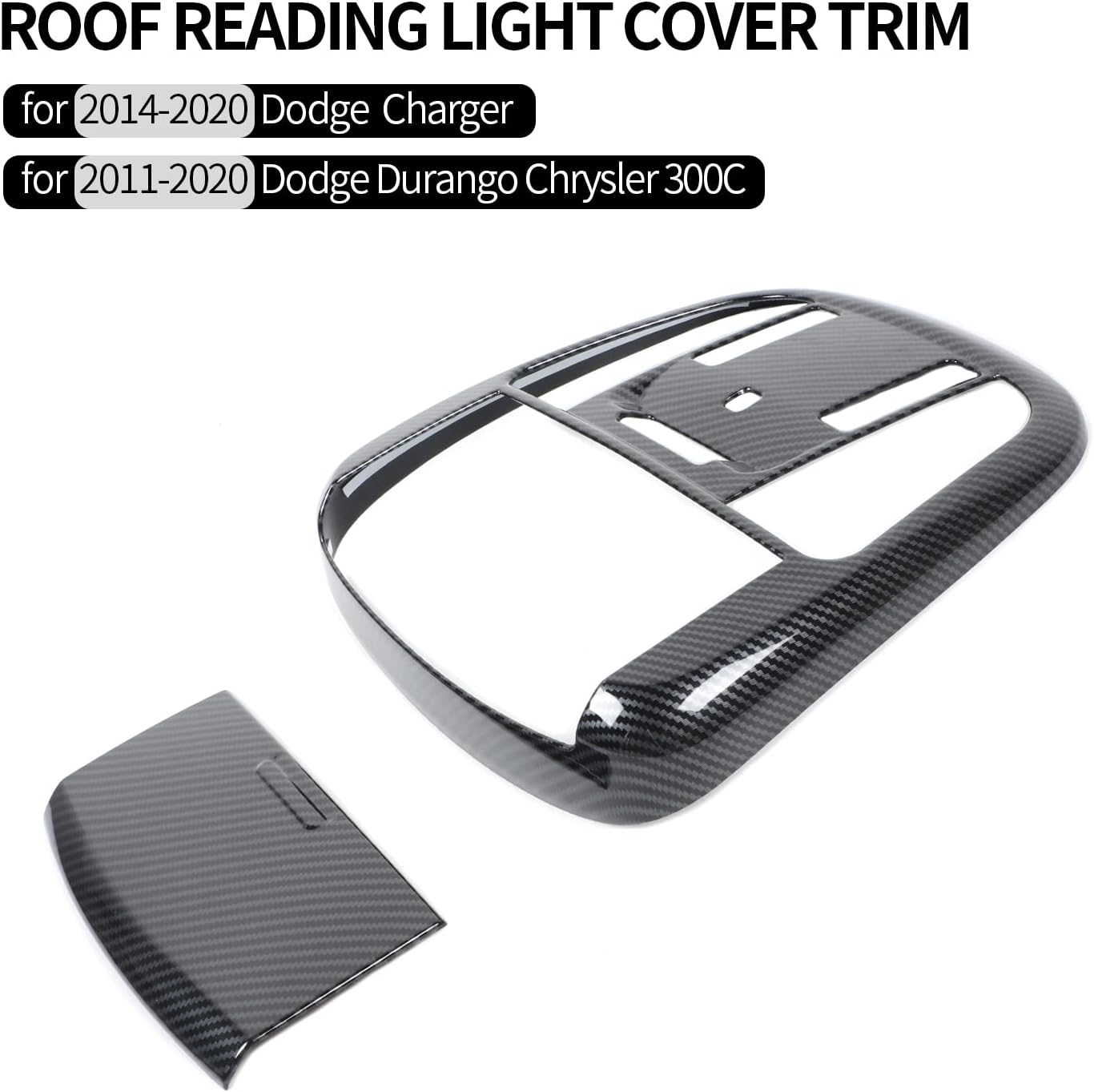 JWWY Roof Reading Light Cover Trim for 2015-2025+ Dodge Charger Durango Interior Accessories (Chrysler 300) ABS Carbon Fiber