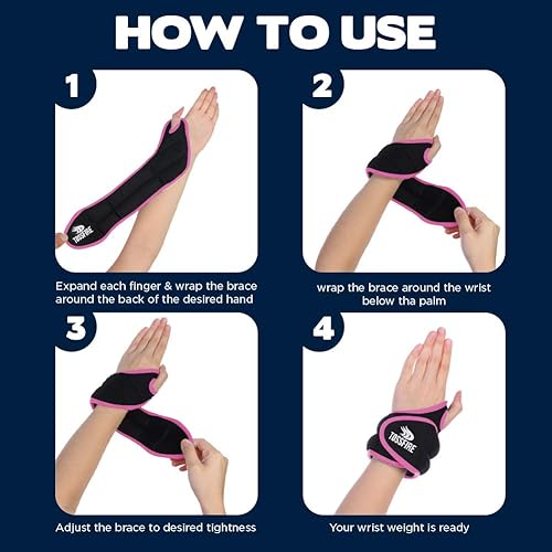 Miniatura 5 de Comfecto Pesas de muñeca con bloqueo de bucles para el pulgar, 1 libra x 2 libras x 2 libras x 2 para correr, entrenamiento de fuerza, caminar,