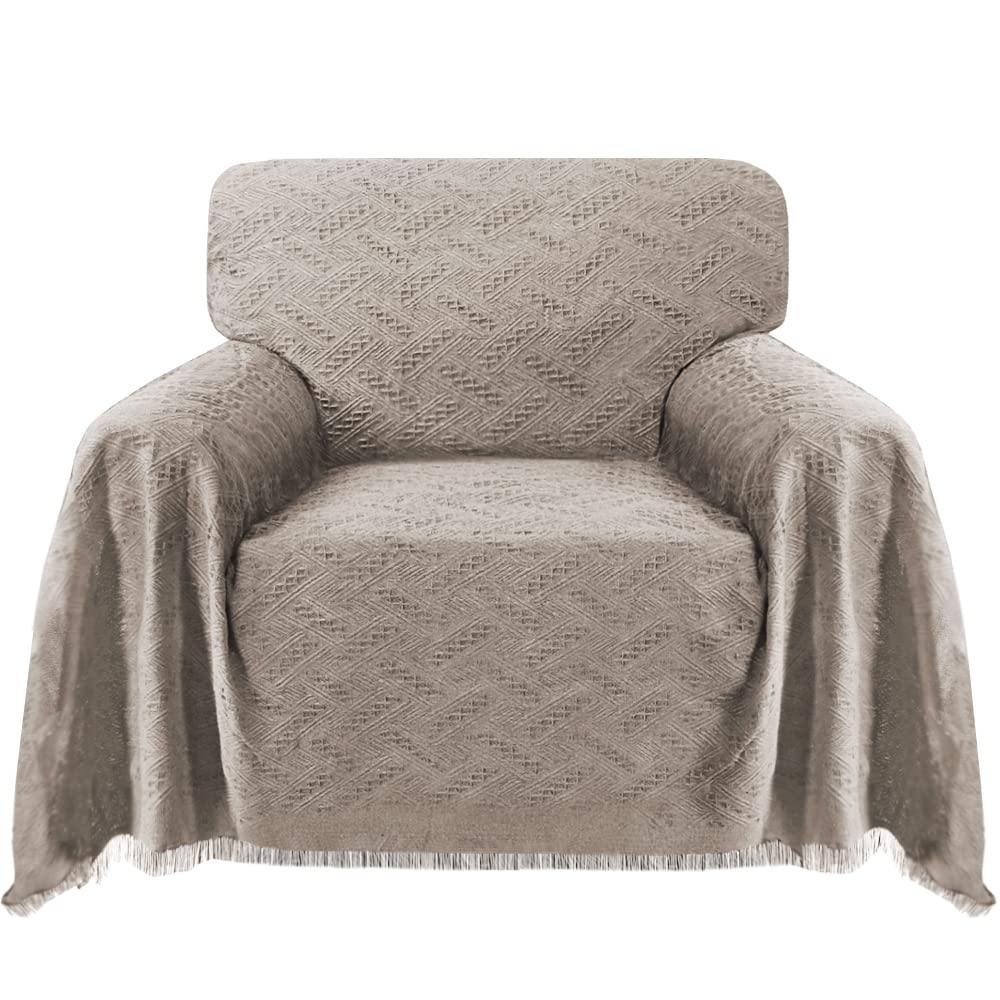 Bellahills Sand Sofa Cover For Armchairs Couch Covers Cotton Sofa Slipcovers Furniture Protectors From Pets Knitted Decorative Settee Covers (180X230cm, )