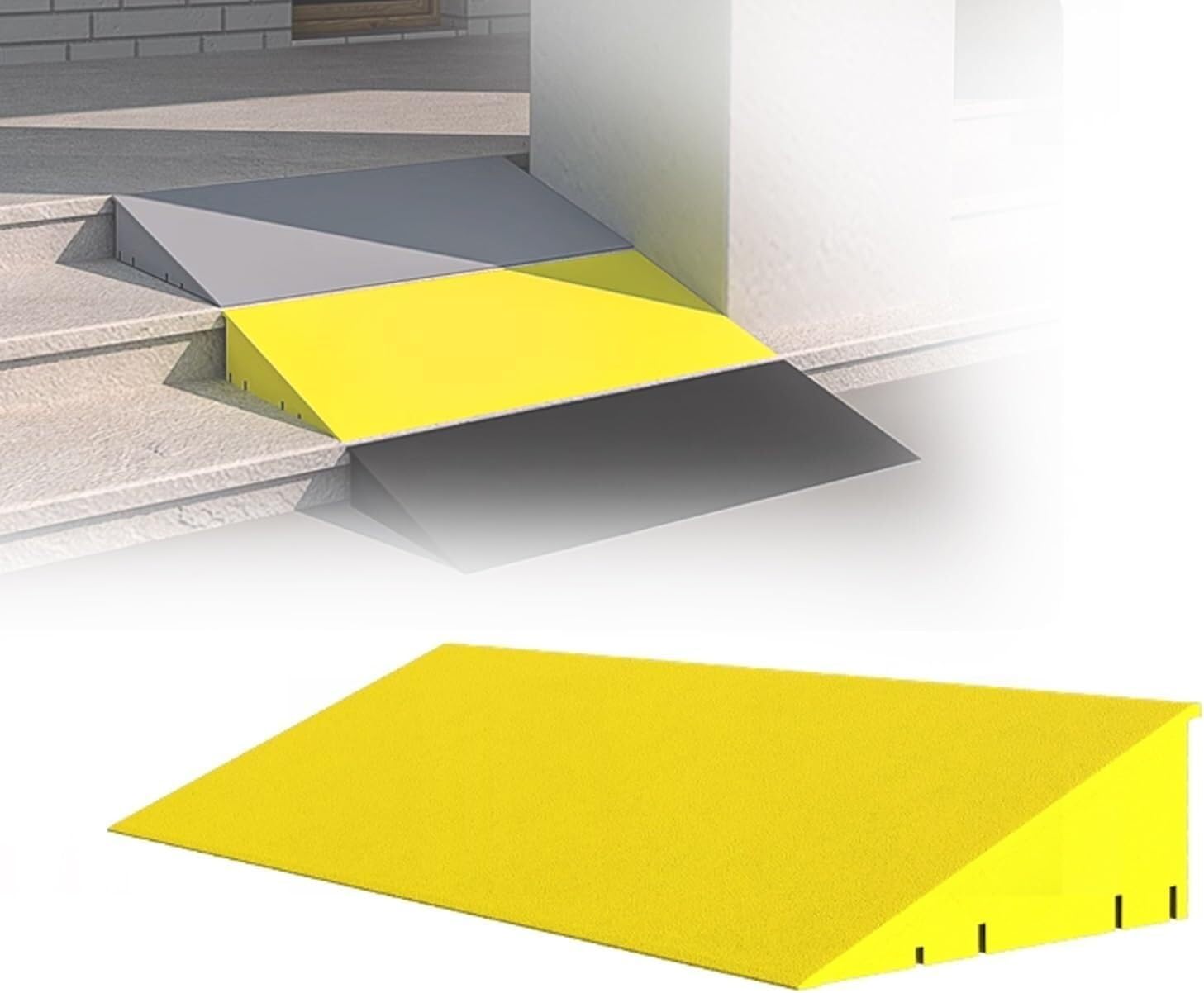 Kanduo Rampa podjazdowa Plastikowa rampa krawężnikowa, antypoślizgowa rampa dla wózków inwalidzkich, do stosowania na schodach, krawężnikach i progach(Giallo,Height 15cm/5.9inch)
